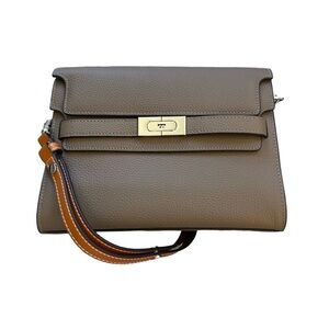 Tory Burch Lee Radziwill Pebbled Shoulder Bag - Wild Mushroom